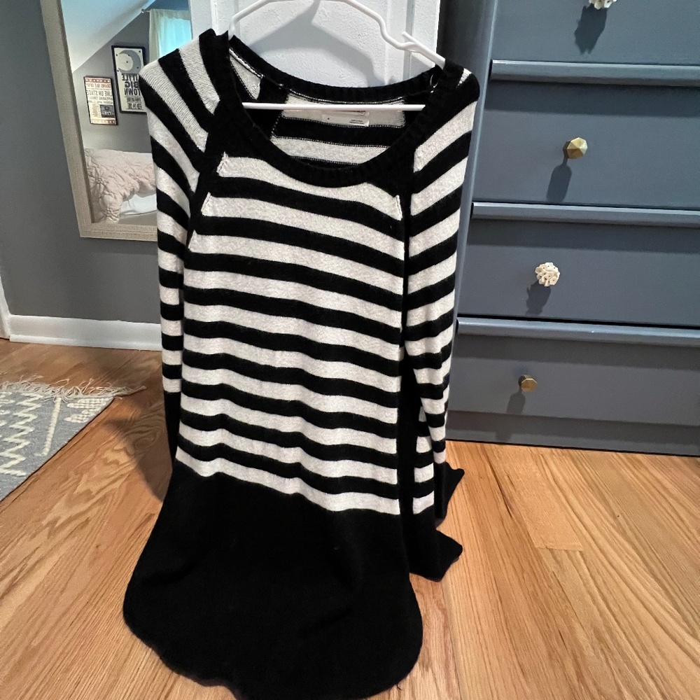 Anthropologie Black and White Striped Sweater